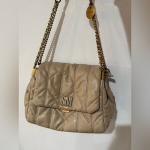 Steve Madden soft Quilted Leather Shoulder Bag in Tan taupe double shoulder